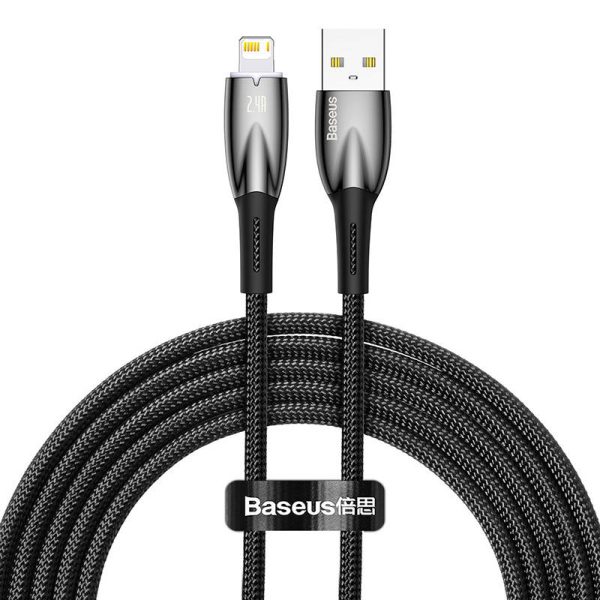 USB cable for Lightning Baseus Glimmer Series, 2.4A, 2m (Black) - Image 2