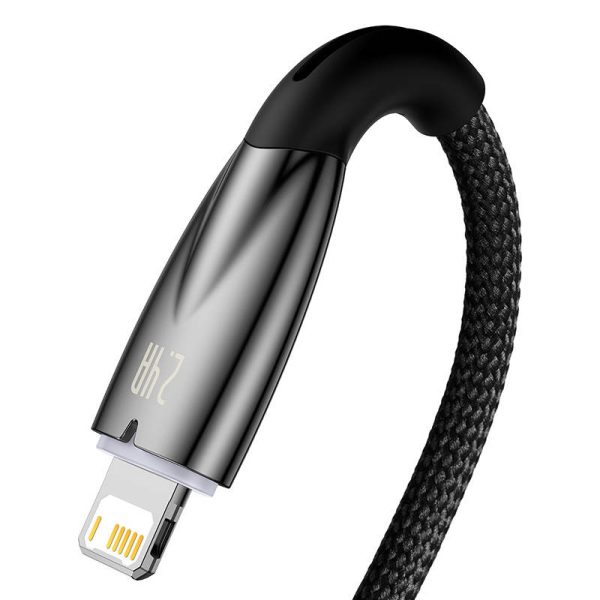 USB cable for Lightning Baseus Glimmer Series, 2.4A, 2m (Black) - Image 4