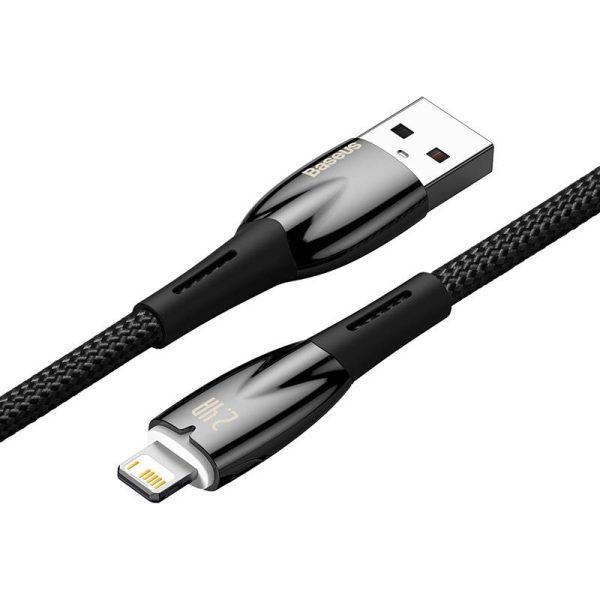 USB cable for Lightning Baseus Glimmer Series, 2.4A, 2m (Black) - Image 5