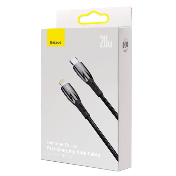 USB-C cable for Lightning Baseus Glimmer Series, 20W, 1m (Black) - Image 5