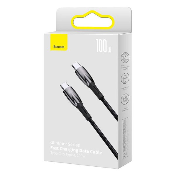 USB-C cable for USB-C Baseus Glimmer Series, 100W, 1m (Black) - Image 6