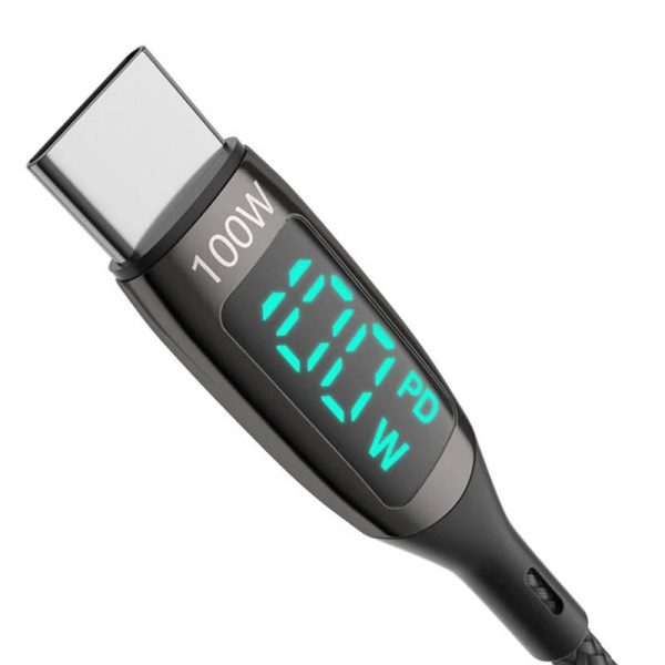 USB-C to USB-C cable BlitzWolf BW-TC23, with display, 100W, 0.9m (black) - Image 2