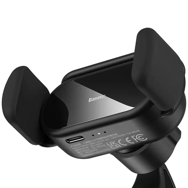 Solar Electric Car Phone Holder Baseus Steel Cannon Pro (Black) - Image 4