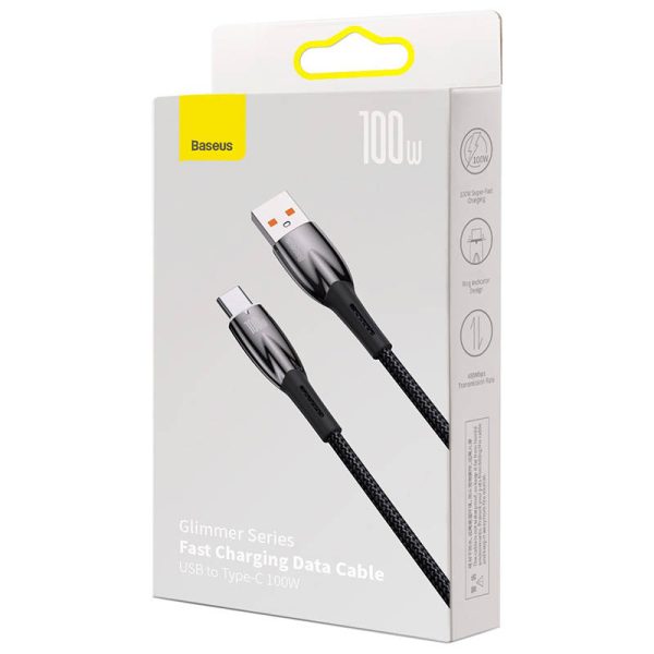 USB cable for USB-C Baseus Glimmer Series, 100W, 1m (Black) - Image 5