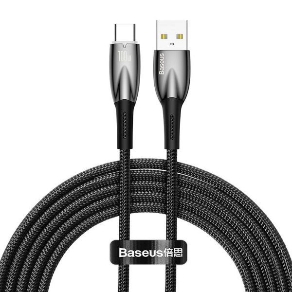 USB cable for USB-C Baseus Glimmer Series, 100W, 2m (Black) - Image 2