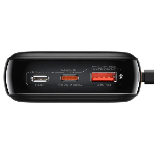 Powerbank Baseus Qpow PRO with Lightning cable, USB-C port and USB 20000mAh, 20W (Black) - Image 4