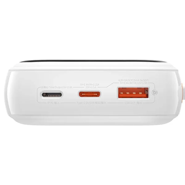 Powerbank Baseus Qpow PRO with Lightning cable, USB-C port and USB 20000mAh, 20W  (White) — изображение 3