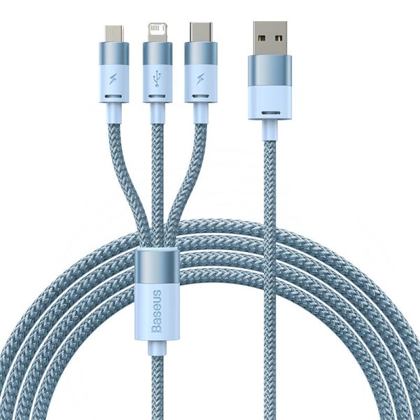 3in1 USB cable Baseus StarSpeed Series, USB-C + Micro + Lightning 3,5A, 1.2m (Blue) - Image 2