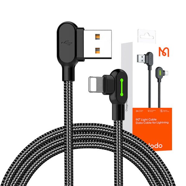 USB to Lightning cable, Mcdodo CA-4679, angled, 3m (black) - Image 3