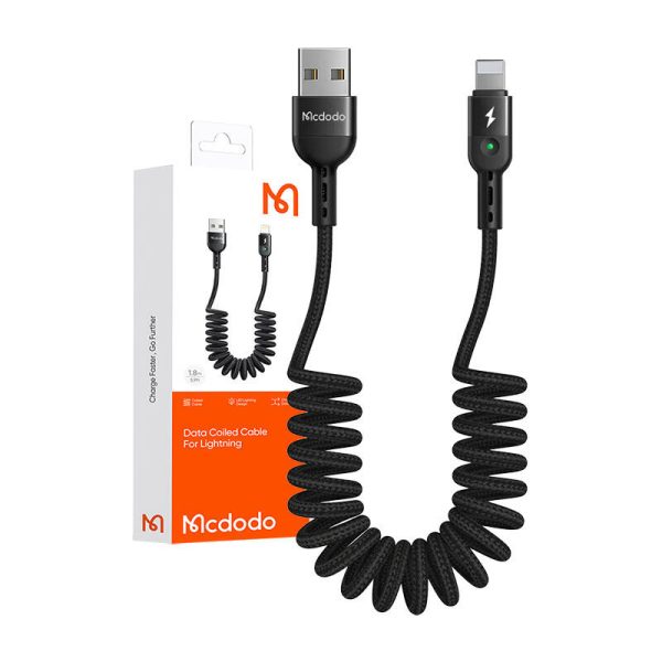 USB to Lightning Cable, Mcdodo CA-6410, Spring, 1.8m (Black) - Image 3