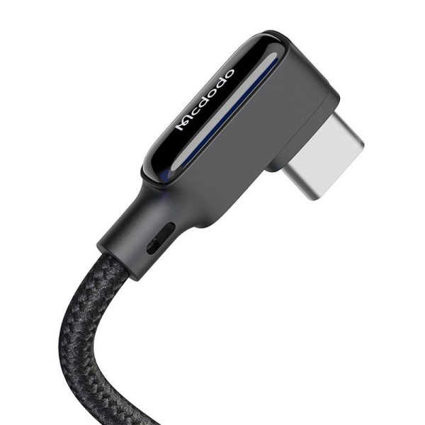 USB to USB-C cable, Mcdodo CA-7310, angled, 1.8m (black) - Image 3