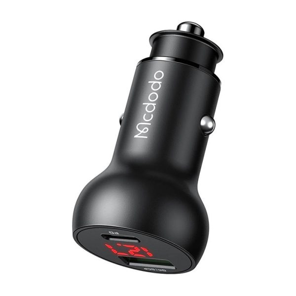 Car Charger Mcdodo CC-7030, USB + USB-C, with Display, 45W (Black) - Image 2