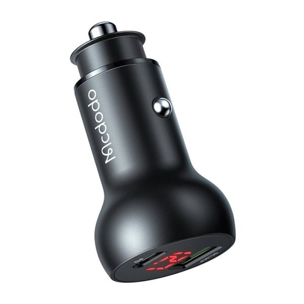 Car Charger Mcdodo CC-7030, USB + USB-C, with Display, 45W (Black) - Image 3