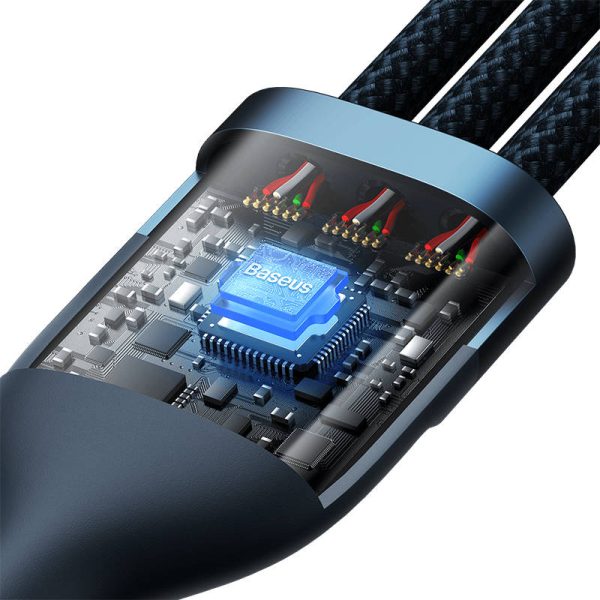 3in1 USB cable Baseus USB 3in1 Baseus Flash Series,  USB-C + Micro + Lightning 66W, 1.2m (blue) - Image 5