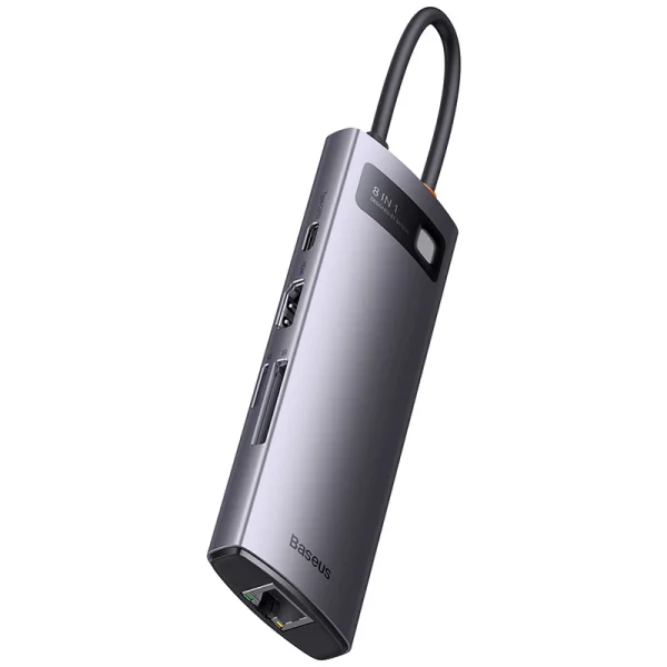 Hub 8w1 Baseus StarJoy Metal Glam Series, USB-C do HDMI + 3 x USB 3.0 + USB-C PD + RJ45 + SD/TF - Image 4