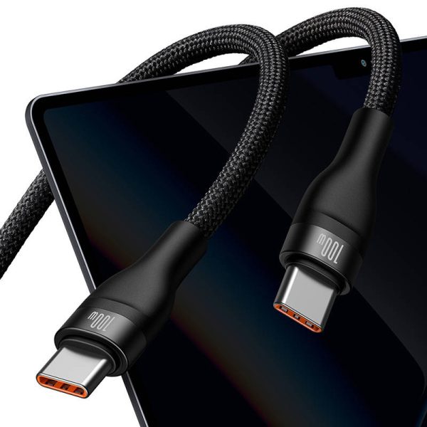 2in1 USB cable Baseus Flash Series USB-C do USB-C 100W, 1.5m (black - Image 4