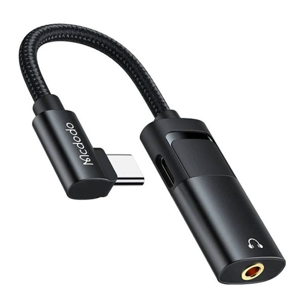 USB-C to AUX mini jack 3.5mm + USB-C adapter, Mcdodo CA-1880 (black) - Image 2