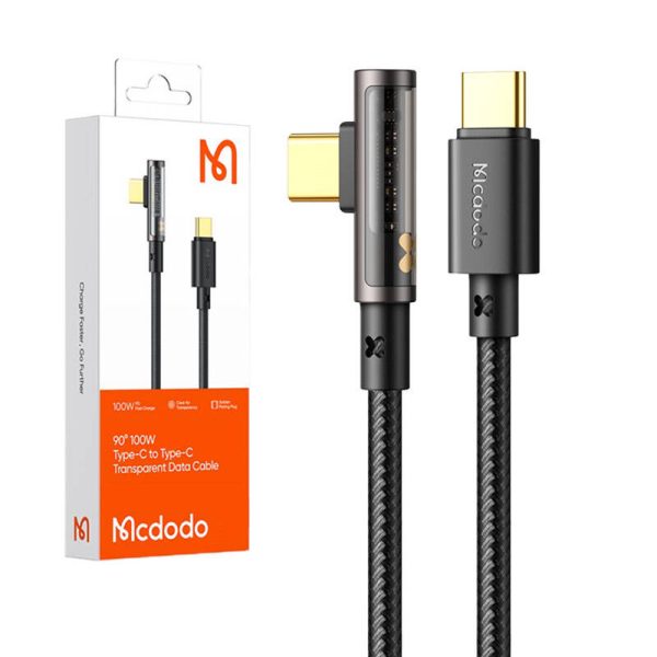 USB-C to USB-C Prism 90 degree cable Mcdodo CA-3401, 100W, 1.8m (black) - Image 2