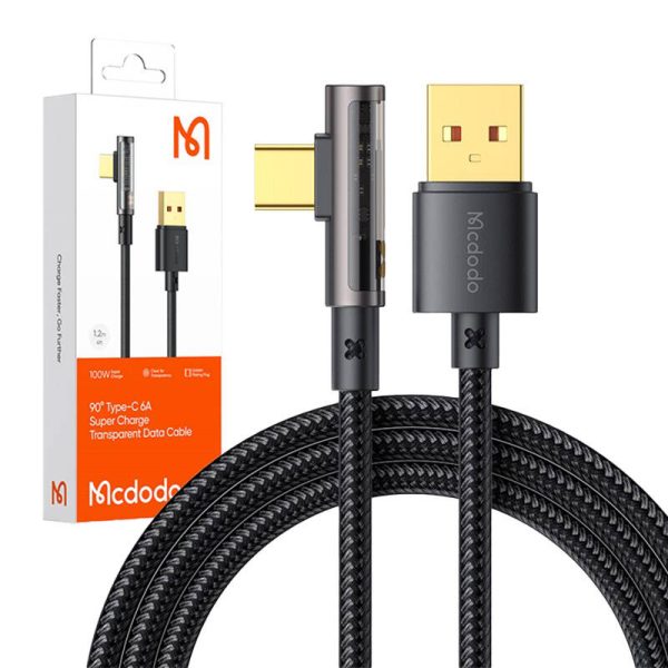 USB to USB-C Prism 90 degree cable Mcdodo CA-3380, 6A, 1.2m (black) - Image 3