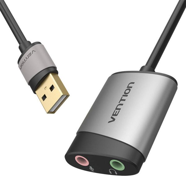 External USB Sound Card Vention CDKHB, TRS 3.5mm, 0.15m (gray) - Image 2