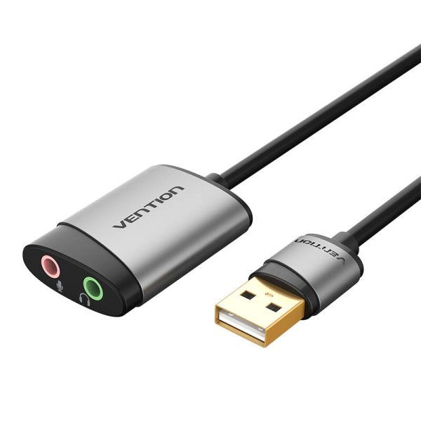 External USB Sound Card Vention CDKHB, TRS 3.5mm, 0.15m (gray) - Image 3