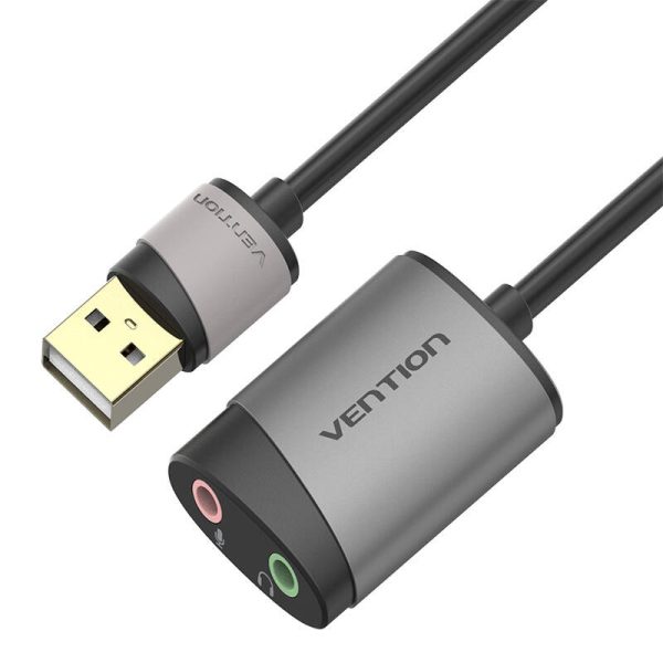 External USB Sound Card Vention CDKHB, TRS 3.5mm, 0.15m (gray) - Image 5