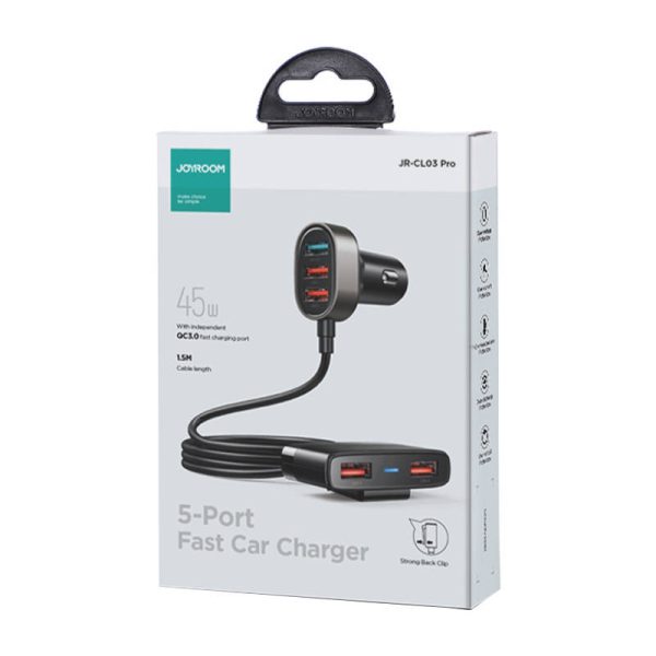 Car charger Joyroom JR-CL03 Pro 45W 5-Port USB (black) - Image 2