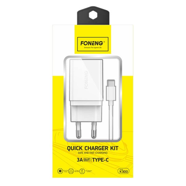 Fast charger Foneng 1x USB K300 18W + USB to USB-C cable - Image 3