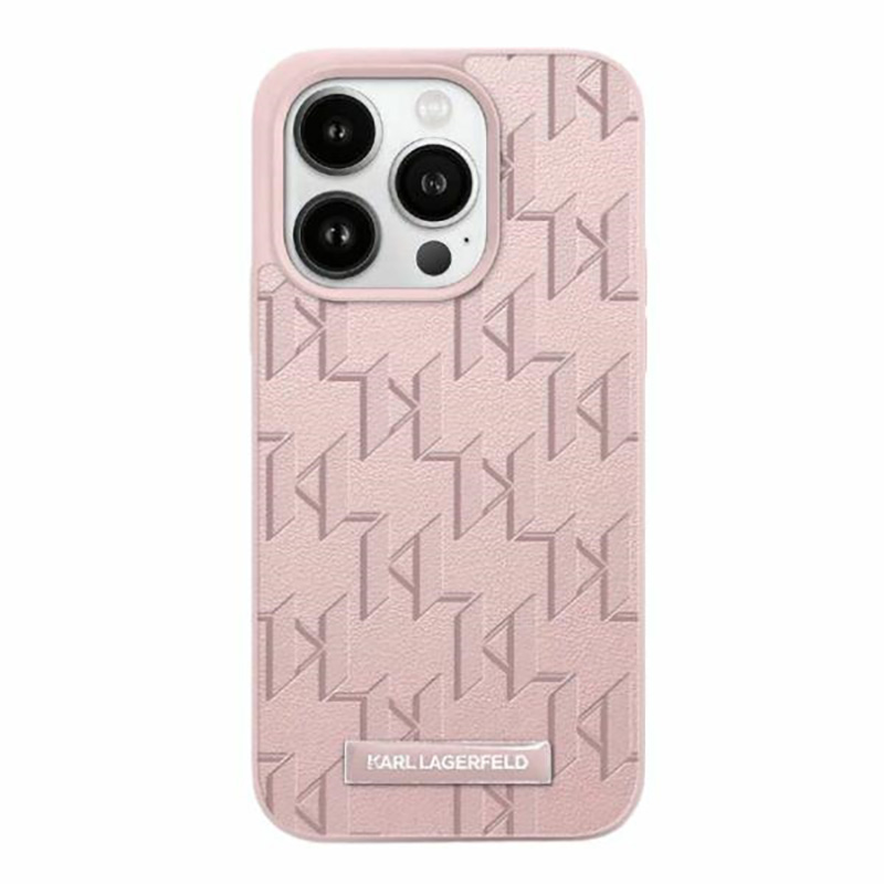 Karl Lagerfeld Leather Monogram Metal Logo - Case iPhone 15 Pro Max (pink)