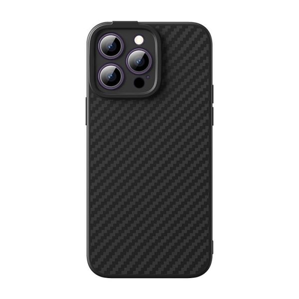 Magnetic Case Baseus Synthetic Fiber Series for iPhone 14 Pro (black)+ tempered glass + cleaning kit - Image 2