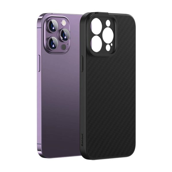 Magnetic Case Baseus Synthetic Fiber Series for iPhone 14 Pro (black)+ tempered glass + cleaning kit - Image 5