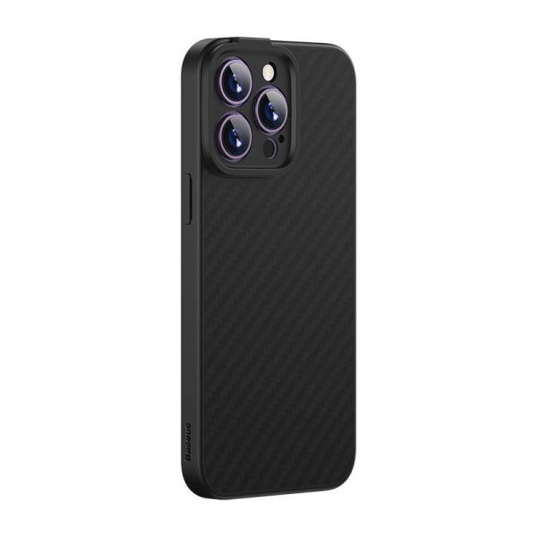 Magnetic Case Baseus Synthetic Fiber Series for iPhone 14 Pro (black)+ tempered glass + cleaning kit - Image 4