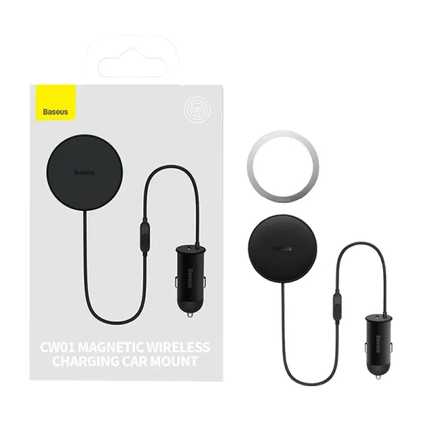 Magnetic Car Phone Holder Baseus CW01 to Ventilation Grid with car charger USB-C, 15W + 25W (black) - Image 2