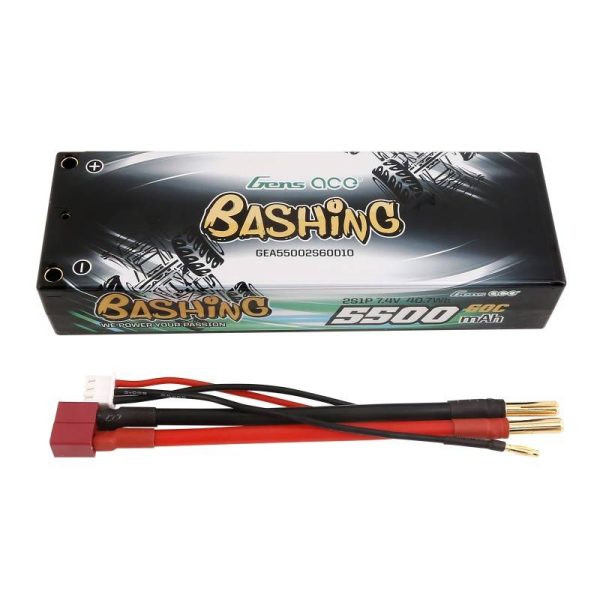 Battery Lipo Gens ace 5500mAh 2S 7.4V 60C HardCase RC 10# car with T-plug - Image 2