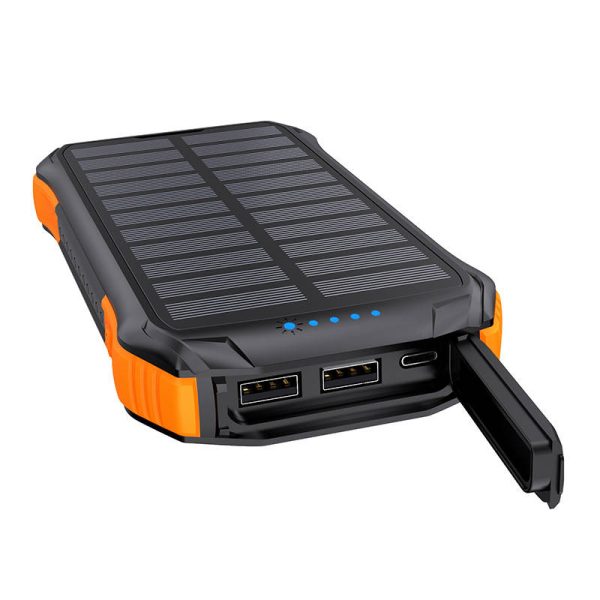Choetech B659 Solar power bank with inductive charging 2x USB 10000mAh Qi 5W (black-orange) - Image 2