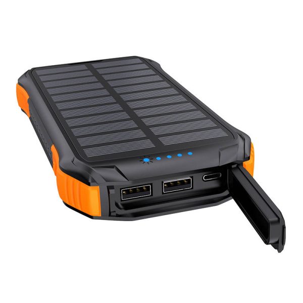 Choetech B658 Solar power bank 2x USB 10000mAh Qi 5W (black-orange) - Image 2
