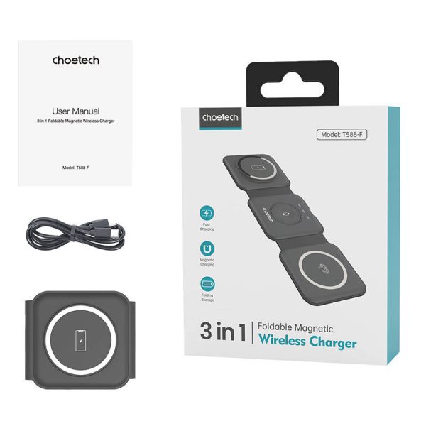 Choetech T588-F 3in1 Magnetic Wireless Charger 15W (black) - Image 5