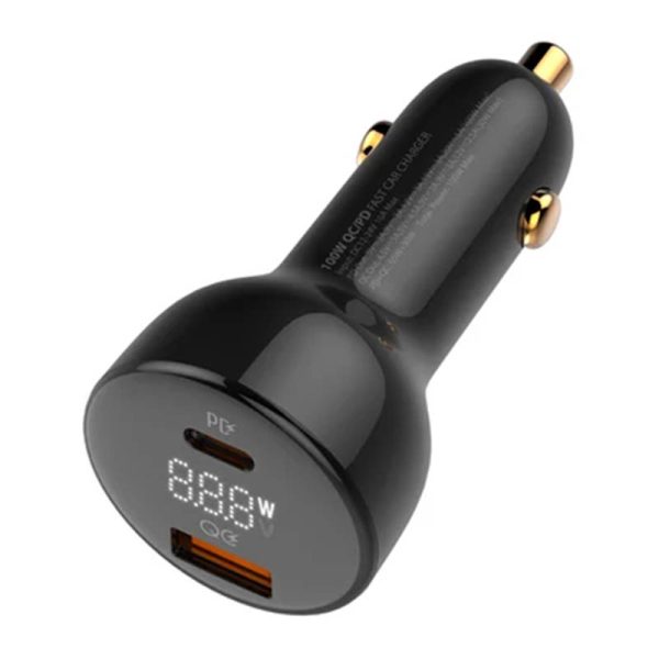 LDNIO C101 Car Charger, USB + USB-C, 100W + USB-C to USB-C Cable (Black) - Image 5