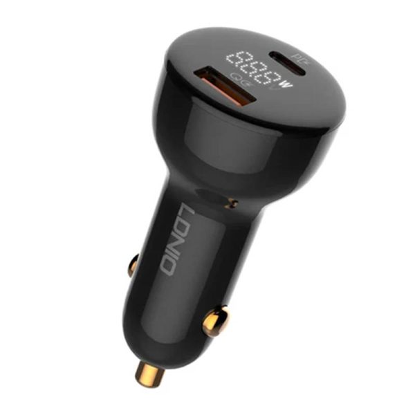 LDNIO C101 Car Charger, USB + USB-C, 100W + USB-C to USB-C Cable (Black) - Image 2