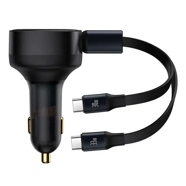 Car Charger Baseus Enjoyment with cable USB-C, 33W (Black) - Image 2