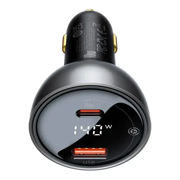 Car charger Baseus Superme, USB, USB-C, 140W (black) - Image 4