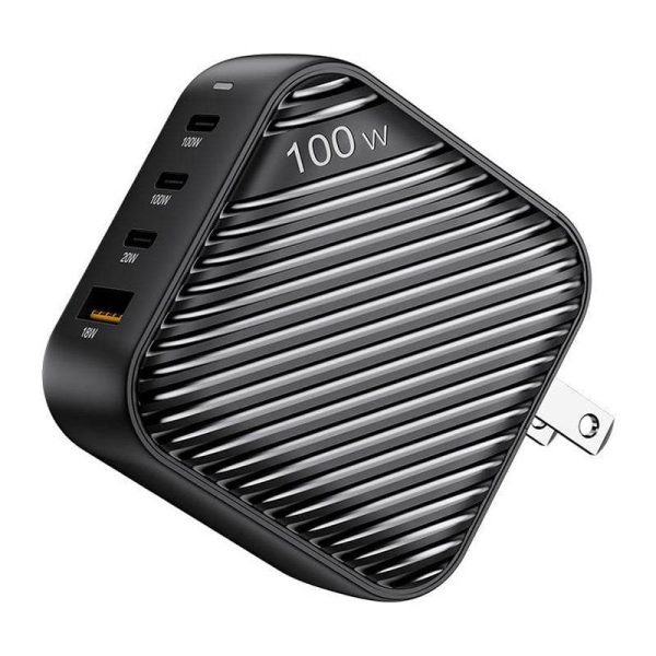 INVZI GanHub 3x USB-C + USB wall charger, 100W, EU/UK/AU/US (black) - Image 2