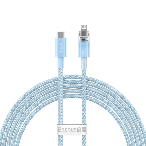 Fast Charging cable Baseus USB-C to Lightning  Explorer Series 2m, 20W (blue) - Image 2
