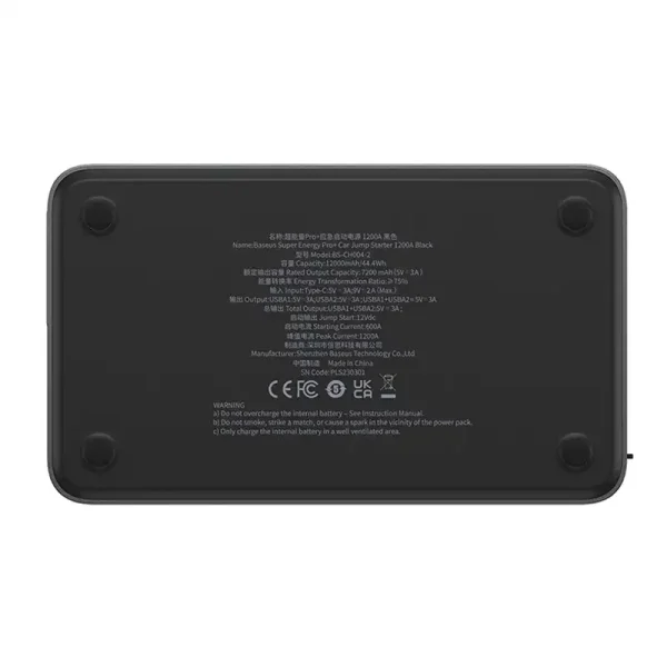 Car Jump Starter Baseus Black Super Energy Pro+ 1200A  (black) - Image 3