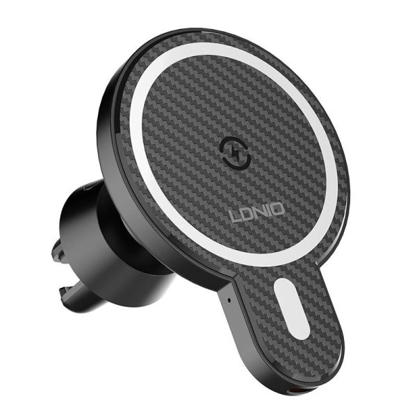 LDNIO Car Mount ,MA20 with inductive charger 15W and metal ring (Black) - Image 3