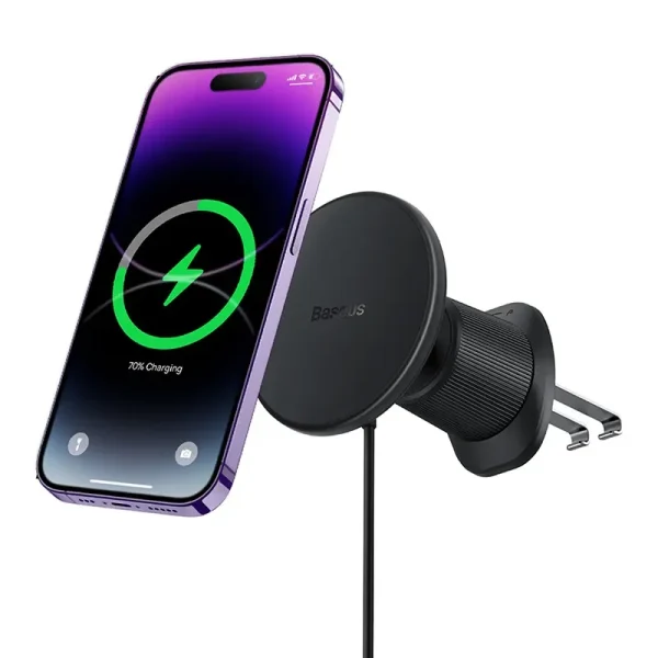magnetic Car Phone Holder Baseus with wireless charging CW01 (Black) - Image 3