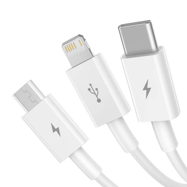 Quick Charge USB to M+L+C  Baseus Superior Data 3.5A 1m (White) - Image 3