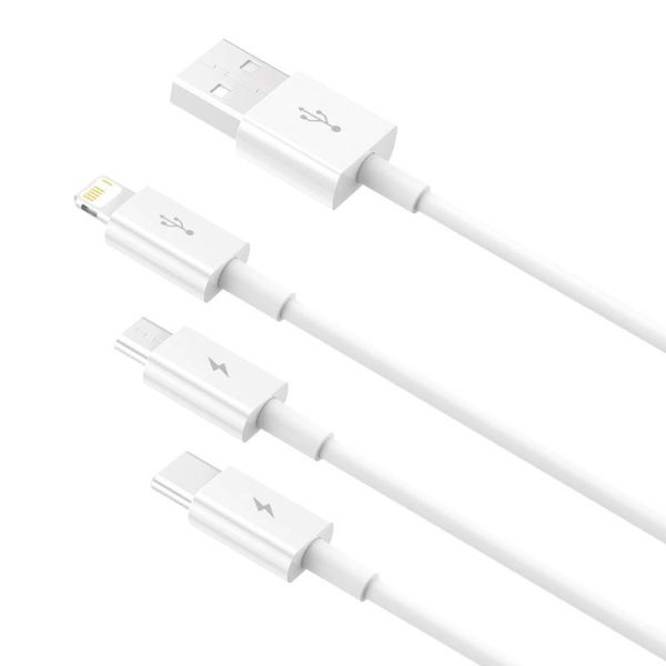 Quick Charge USB to M+L+C  Baseus Superior Data 3.5A 1m (White) - Image 5