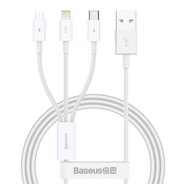 Quick Charge USB to M+L+C  Baseus Superior Data 3.5A 1m (White) - Image 2