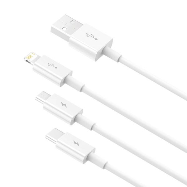 Quick Charge USB to M+L+C  Baseus Superior Data 3.5A 0,5m (White) - Image 5